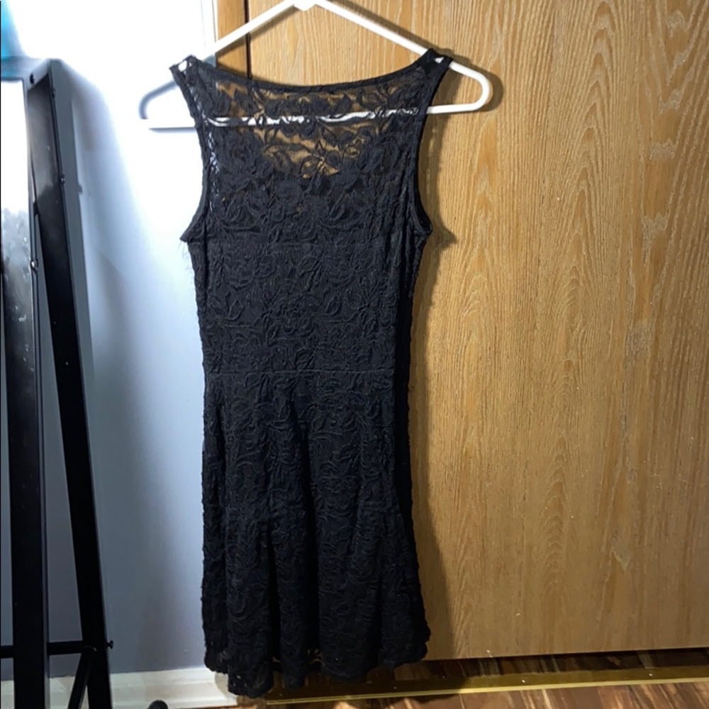 Black floral lace dress